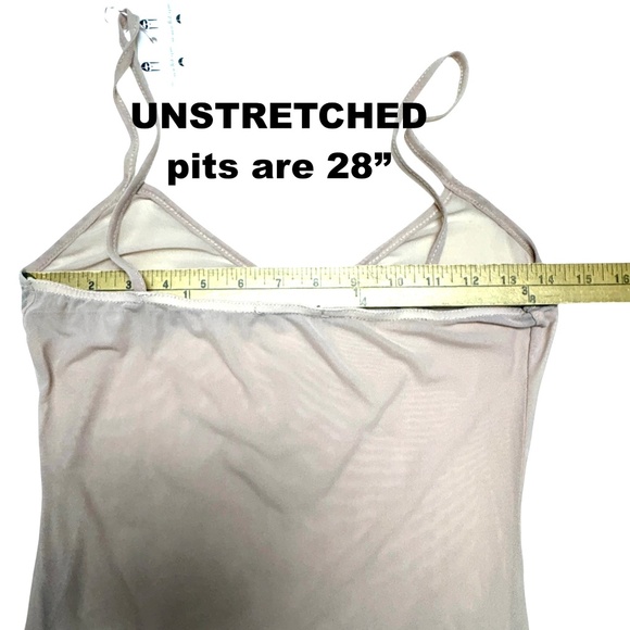 slip mesh vintage beige stretch S vintage sheer spaghetti straps V neck - Picture 7 of 10